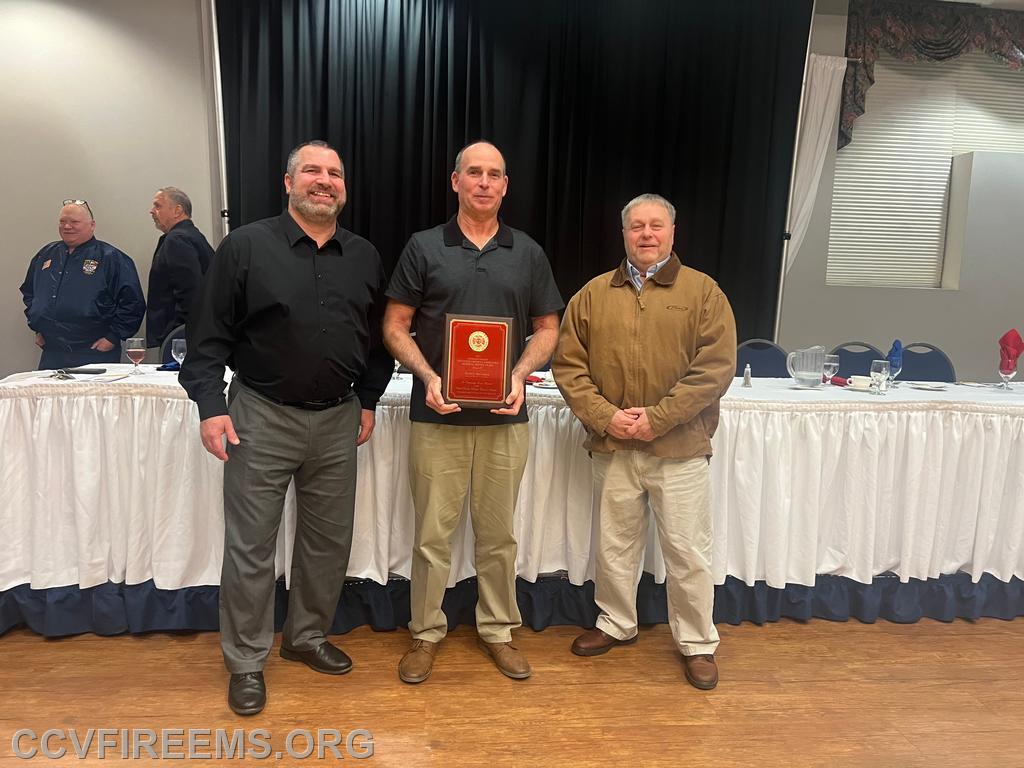 Thomas W. Wright Memorial Service Award recipent Chief Dave McCormick, Bryans Road VFD&RS (pictured with Joe Gronau, President BRVFDRS and Wally Danielson, President, Tenth District VFD